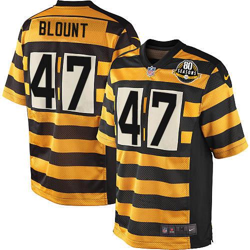 Men's Nike Pittsburgh Steelers #47 Mel Blount Limited Yellow/Black Alternate 80TH Anniversary Throwback NFL Jersey