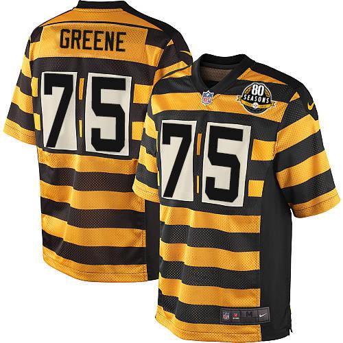 Men's Nike Pittsburgh Steelers #75 Joe Greene Elite Yellow/Black Alternate 80TH Anniversary Throwback NFL Jersey