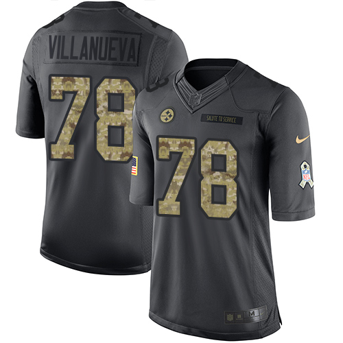 Men's Nike Pittsburgh Steelers #78 Alejandro Villanueva Limited Black 2016 Salute to Service NFL Jersey