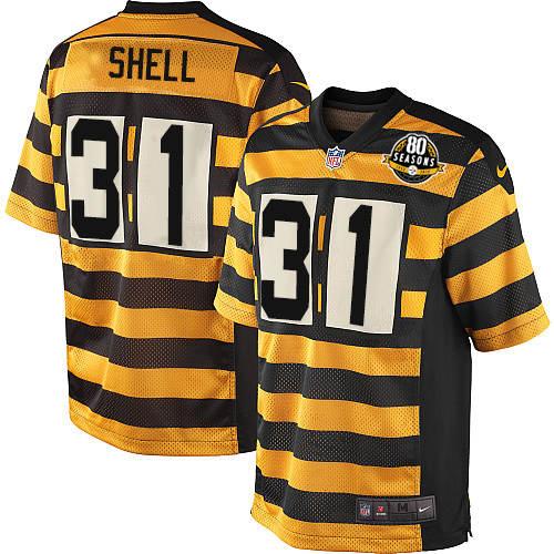 Men's Nike Pittsburgh Steelers #31 Donnie Shell Game Yellow/Black Alternate 80TH Anniversary Throwback NFL Jersey