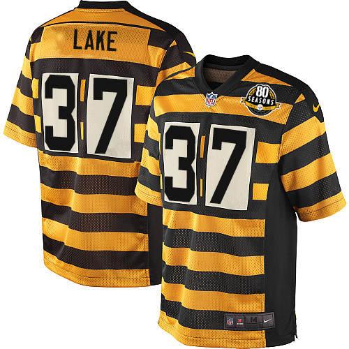 Men's Nike Pittsburgh Steelers #37 Carnell Lake Elite Yellow/Black Alternate 80TH Anniversary Throwback NFL Jersey