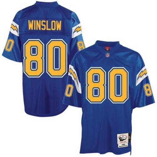 Mitchell And Ness Los Angeles Chargers #80 Kellen Winslow Electric Blue Authentic Throwback NFL Jersey