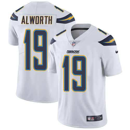 Men's Nike Los Angeles Chargers #19 Lance Alworth White Vapor Untouchable Limited Player NFL Jersey
