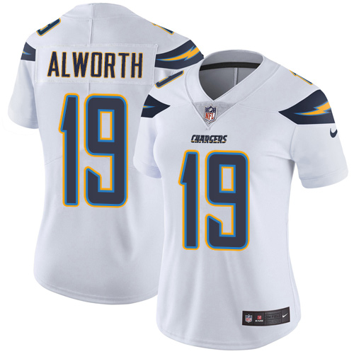 Women's Nike Los Angeles Chargers #19 Lance Alworth White Vapor Untouchable Limited Player NFL Jersey