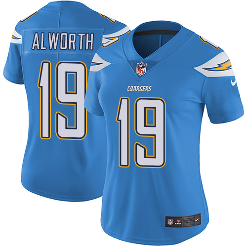 Women's Nike Los Angeles Chargers #19 Lance Alworth Electric Blue Alternate Vapor Untouchable Limited Player NFL Jersey