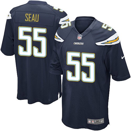 Men's Nike Los Angeles Chargers #55 Junior Seau Game Navy Blue Team Color NFL Jersey