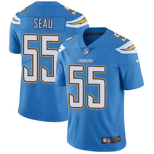 Men's Nike Los Angeles Chargers #55 Junior Seau Electric Blue Alternate Vapor Untouchable Limited Player NFL Jersey