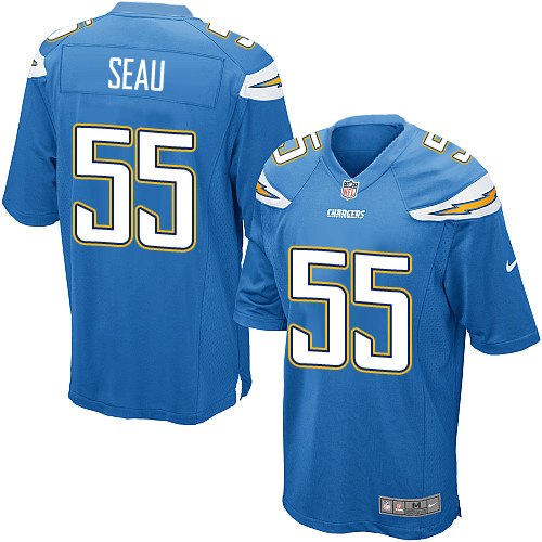 Men's Nike Los Angeles Chargers #55 Junior Seau Game Electric Blue Alternate NFL Jersey