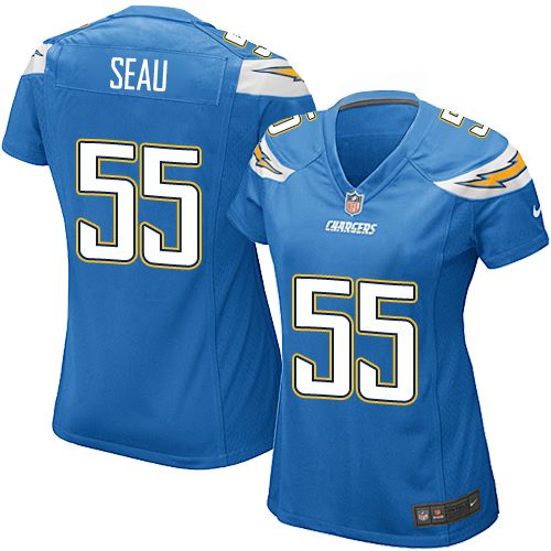 Women's Nike Los Angeles Chargers #55 Junior Seau Game Electric Blue Alternate NFL Jersey