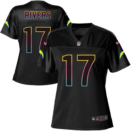 Women's Nike Los Angeles Chargers #17 Philip Rivers Game Black Fashion NFL Jersey