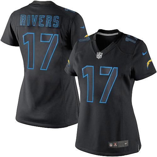 Women's Nike Los Angeles Chargers #17 Philip Rivers Limited Black Impact NFL Jersey