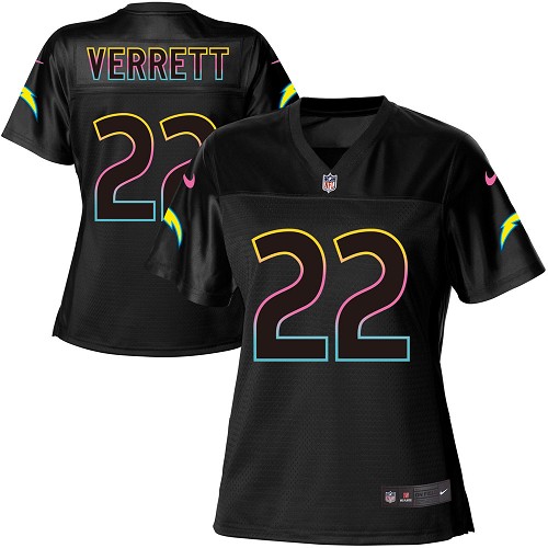 Women's Nike Los Angeles Chargers #22 Jason Verrett Game Black Fashion NFL Jersey
