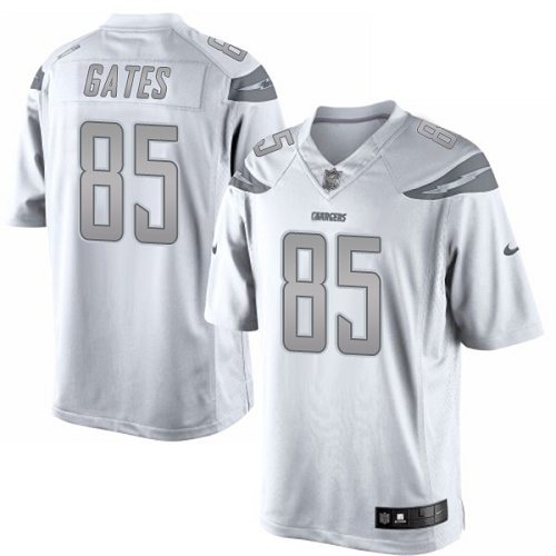 Men's Nike Los Angeles Chargers #85 Antonio Gates Limited White Platinum NFL Jersey