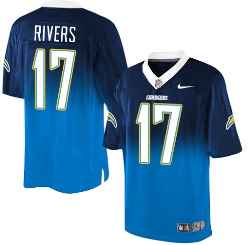 Men's Nike Los Angeles Chargers #17 Philip Rivers Elite Navy/Electric Blue Fadeaway NFL Jersey