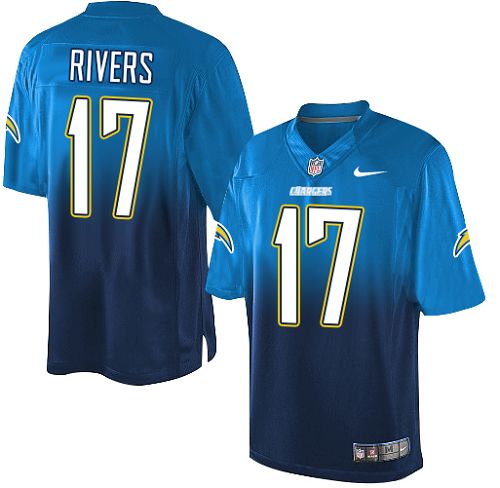 Men's Nike Los Angeles Chargers #17 Philip Rivers Elite Electric Blue/Navy Fadeaway NFL Jersey