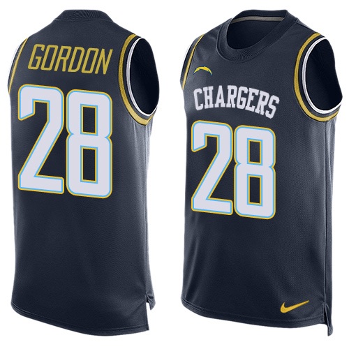 Men's Nike Los Angeles Chargers #28 Melvin Gordon Limited Navy Blue Player Name & Number Tank Top NFL Jersey