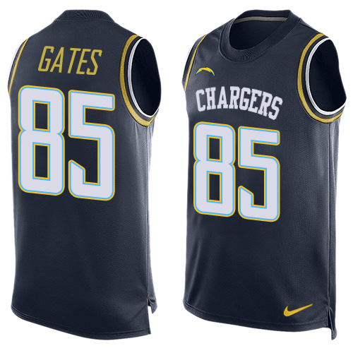 Men's Nike Los Angeles Chargers #85 Antonio Gates Limited Navy Blue Player Name & Number Tank Top NFL Jersey