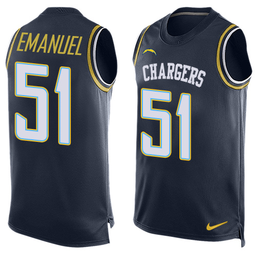 Men's Nike Los Angeles Chargers #51 Kyle Emanuel Limited Navy Blue Player Name & Number Tank Top NFL Jersey