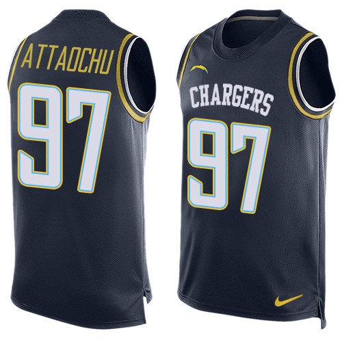 Men's Nike Los Angeles Chargers #97 Jeremiah Attaochu Limited Navy Blue Player Name & Number Tank Top NFL Jersey