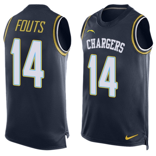 Men's Nike Los Angeles Chargers #14 Dan Fouts Limited Navy Blue Player Name & Number Tank Top NFL Jersey