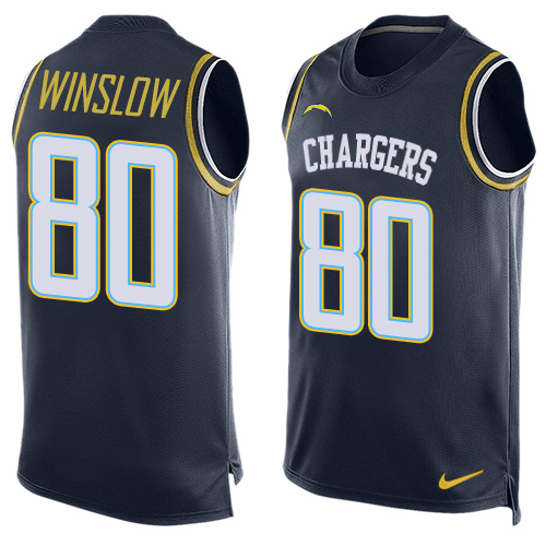 Men's Nike Los Angeles Chargers #80 Kellen Winslow Limited Navy Blue Player Name & Number Tank Top NFL Jersey