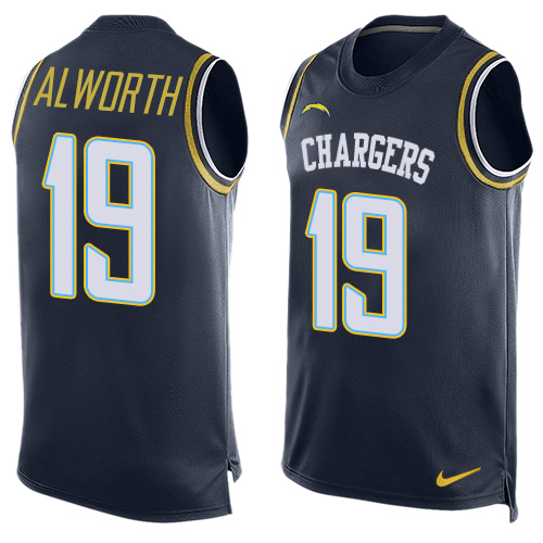 Men's Nike Los Angeles Chargers #19 Lance Alworth Limited Navy Blue Player Name & Number Tank Top NFL Jersey