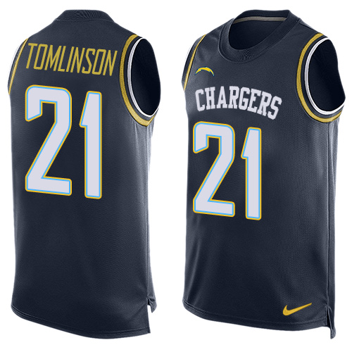 Men's Nike Los Angeles Chargers #21 LaDainian Tomlinson Limited Navy Blue Player Name & Number Tank Top NFL Jersey