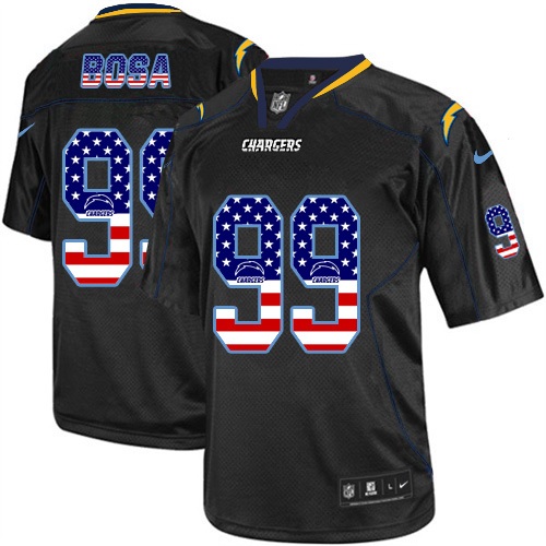 Men's Nike Los Angeles Chargers #99 Joey Bosa Elite Black USA Flag Fashion NFL Jersey