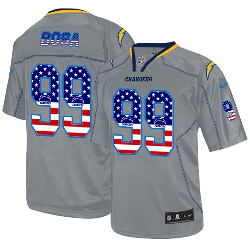 Men's Nike Los Angeles Chargers #99 Joey Bosa Elite Grey USA Flag Fashion NFL Jersey