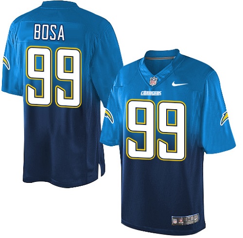 Men's Nike Los Angeles Chargers #99 Joey Bosa Elite Electric Blue/Navy Fadeaway NFL Jersey