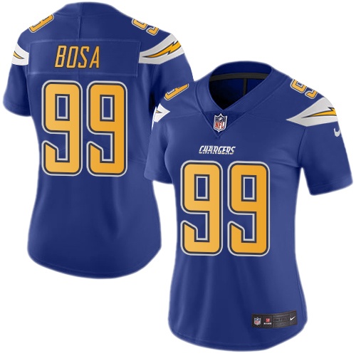 Women's Nike Los Angeles Chargers #99 Joey Bosa Limited Electric Blue Rush Vapor Untouchable NFL Jersey