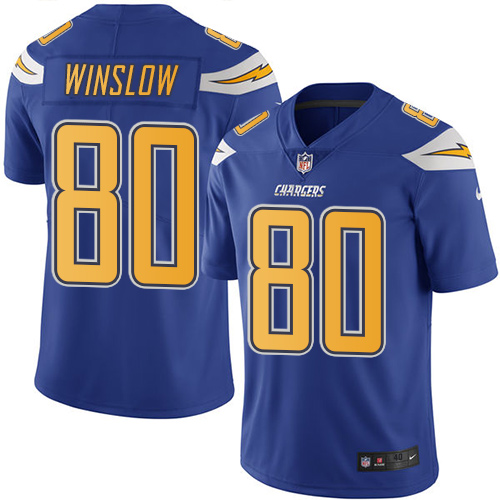 Men's Nike Los Angeles Chargers #80 Kellen Winslow Elite Electric Blue Rush Vapor Untouchable NFL Jersey