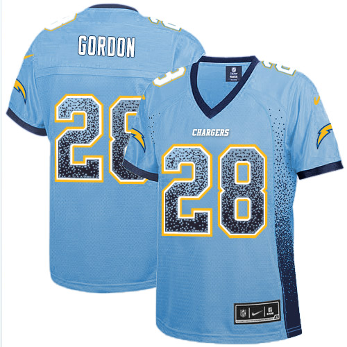 Women's Nike Los Angeles Chargers #28 Melvin Gordon Elite Electric Blue Drift Fashion NFL Jersey