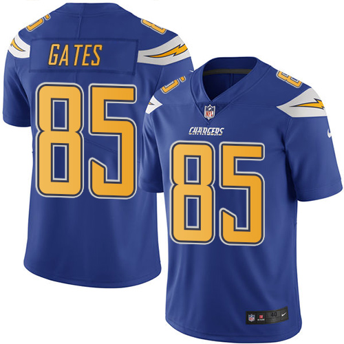 Men's Nike Los Angeles Chargers #85 Antonio Gates Elite Electric Blue Rush Vapor Untouchable NFL Jersey