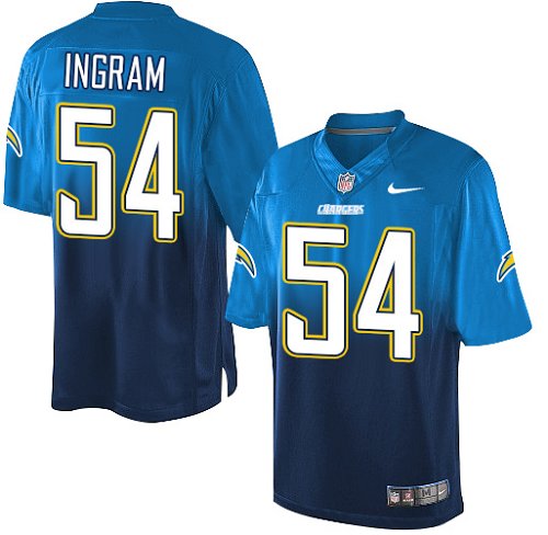 Men's Nike Los Angeles Chargers #54 Melvin Ingram Elite Electric Blue/Navy Fadeaway NFL Jersey