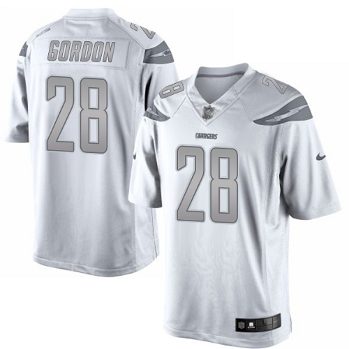 Men's Nike Los Angeles Chargers #28 Melvin Gordon Limited White Platinum NFL Jersey
