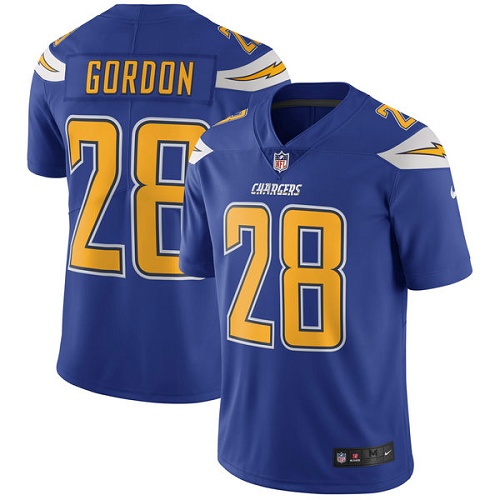 Men's Nike Los Angeles Chargers #28 Melvin Gordon Elite Electric Blue Rush Vapor Untouchable NFL Jersey