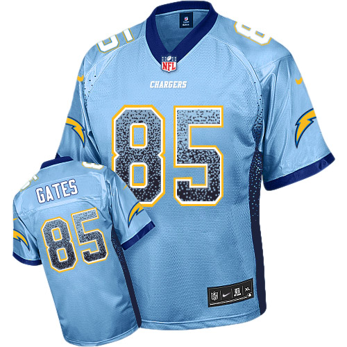 Men's Nike Los Angeles Chargers #85 Antonio Gates Elite Electric Blue Drift Fashion NFL Jersey
