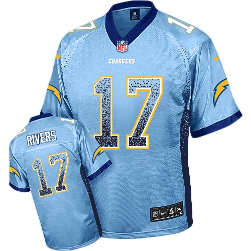 Men's Nike Los Angeles Chargers #17 Philip Rivers Elite Electric Blue Drift Fashion NFL Jersey