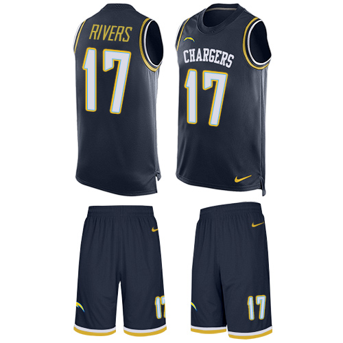 Men's Nike Los Angeles Chargers #17 Philip Rivers Limited Navy Blue Tank Top Suit NFL Jersey