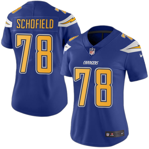 Women's Nike Los Angeles Chargers #78 Michael Schofield Limited Electric Blue Rush Vapor Untouchable NFL Jersey