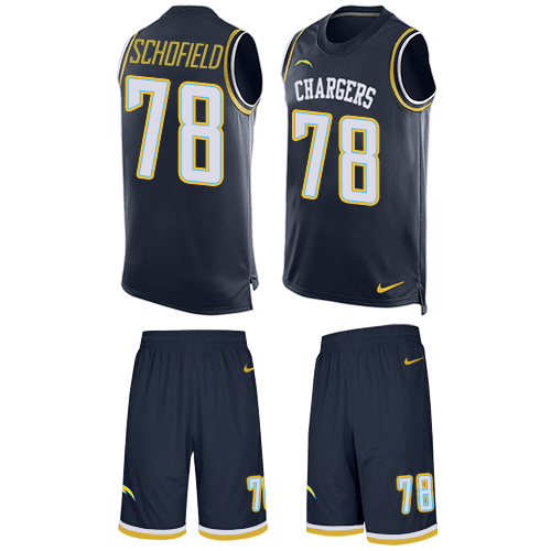 Men's Nike Los Angeles Chargers #78 Michael Schofield Limited Navy Blue Tank Top Suit NFL Jersey