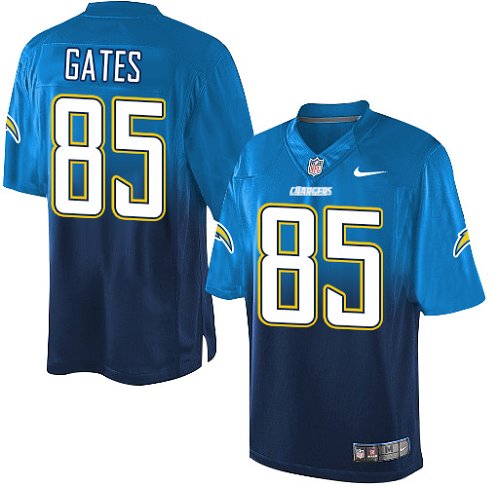 Men's Nike Los Angeles Chargers #85 Antonio Gates Elite Electric Blue/Navy Fadeaway NFL Jersey