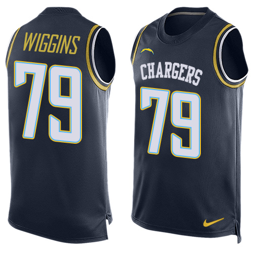 Men's Nike Los Angeles Chargers #79 Kenny Wiggins Limited Navy Blue Player Name & Number Tank Top NFL Jersey