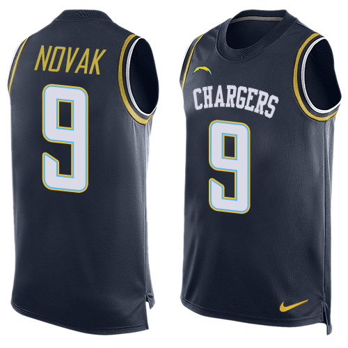 Men's Nike Los Angeles Chargers #9 Nick Novak Limited Navy Blue Player Name & Number Tank Top NFL Jersey