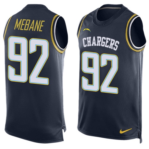 Men's Nike Los Angeles Chargers #92 Brandon Mebane Limited Navy Blue Player Name & Number Tank Top NFL Jersey