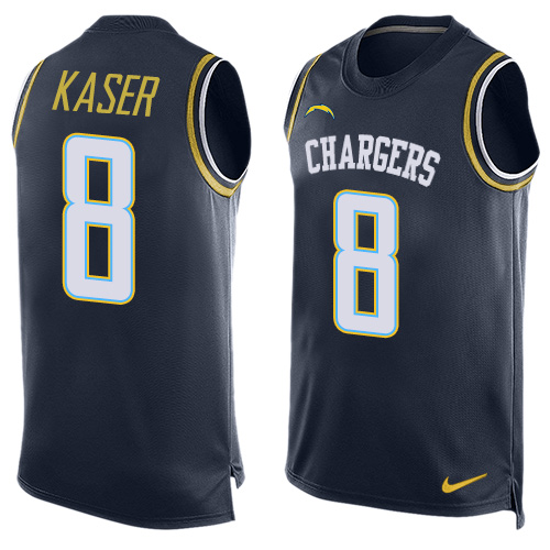 Men's Nike Los Angeles Chargers #8 Drew Kaser Limited Navy Blue Player Name & Number Tank Top NFL Jersey