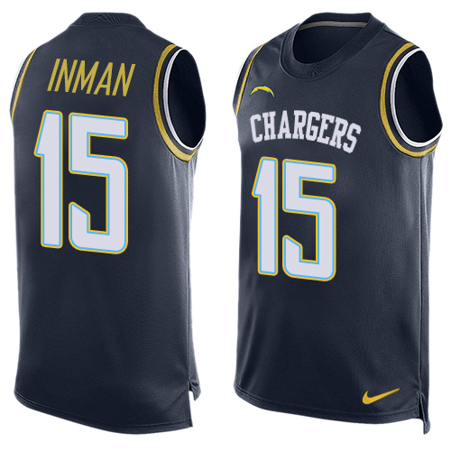 Men's Nike Los Angeles Chargers #15 Dontrelle Inman Limited Navy Blue Player Name & Number Tank Top NFL Jersey