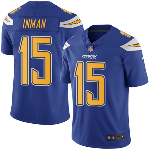 Men's Nike Los Angeles Chargers #15 Dontrelle Inman Limited Electric Blue Rush Vapor Untouchable NFL Jersey