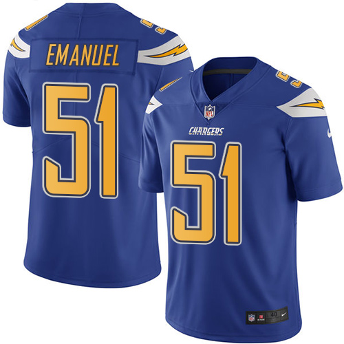 Men's Nike Los Angeles Chargers #51 Kyle Emanuel Elite Electric Blue Rush Vapor Untouchable NFL Jersey